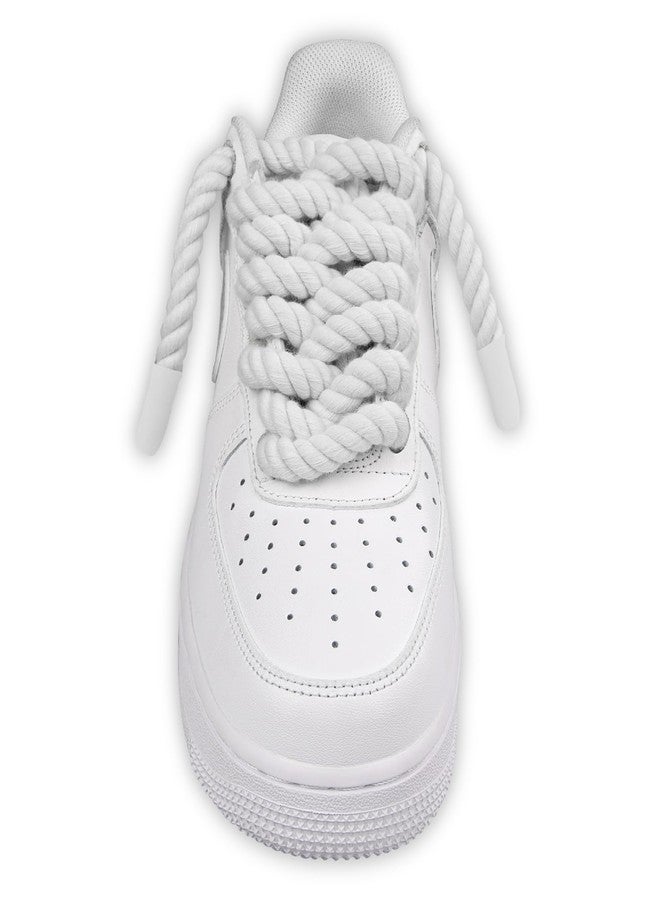 Endoto Rope Laces for Air Force 1, Thick Chunky Fat Shoelaces Strings for AF Sneaker Shoes(Color:White,Size:10MM) - Image 2